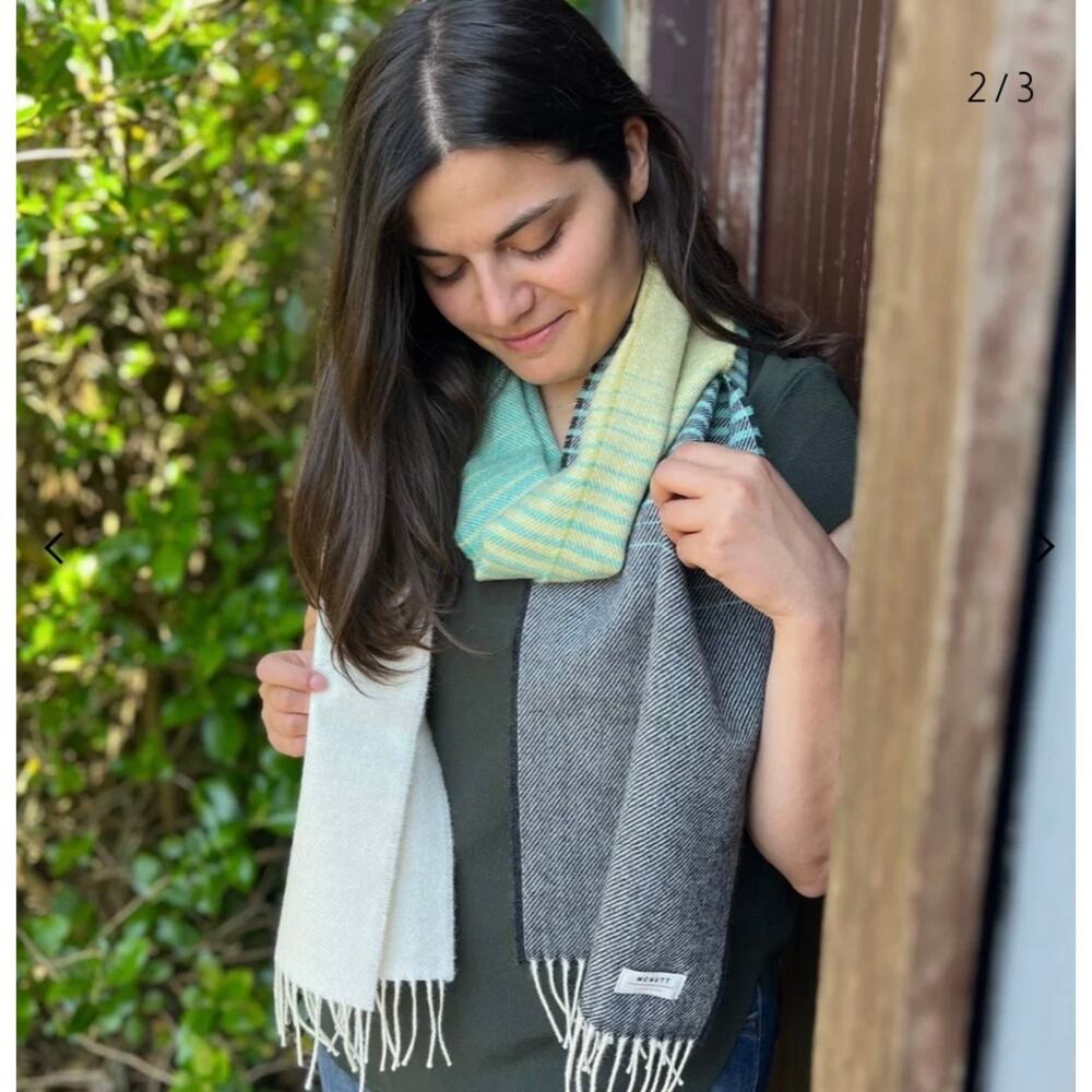 McNutt of Donegal Lambswool Jasmine Scarf Long Wide Ombre Irish Wrap Shawl